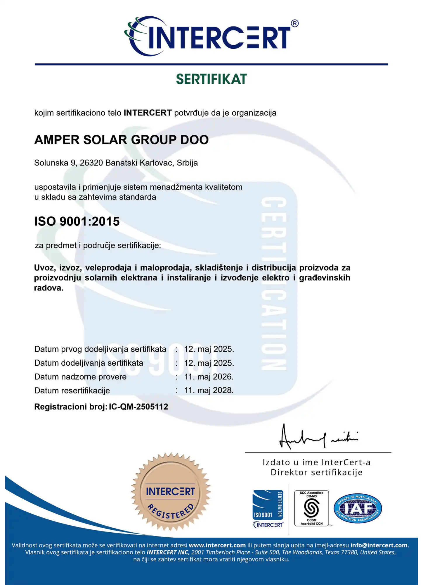 ISO 9001:2015 Sistem kvaliteta