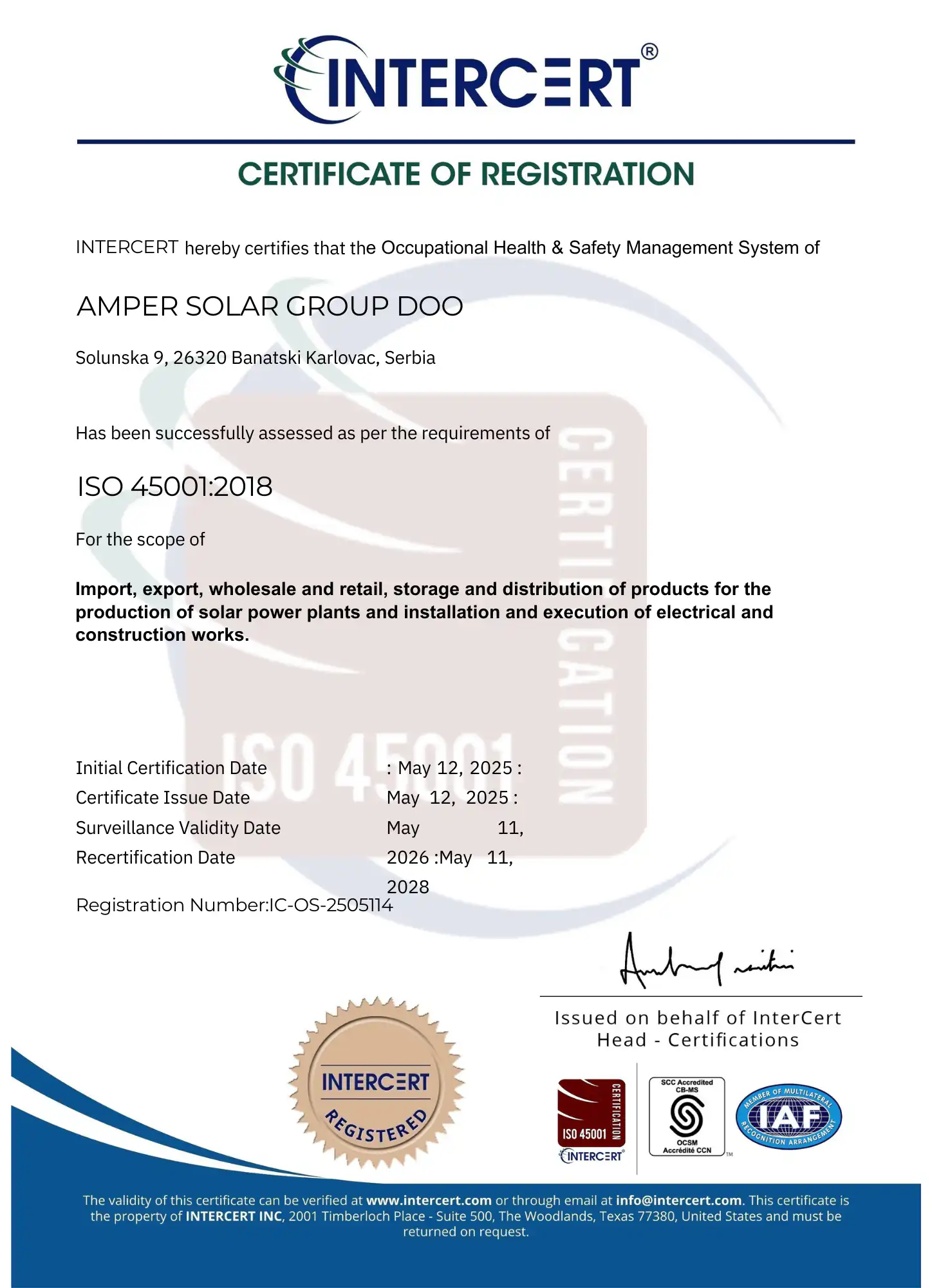 ISO 45001:2018 Health & Safety