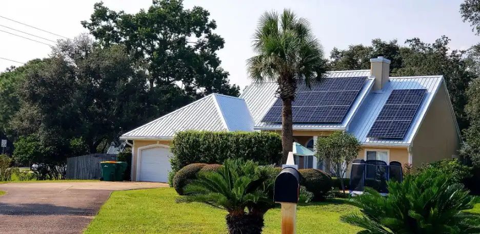 House with a solar system as an alternative to a generator